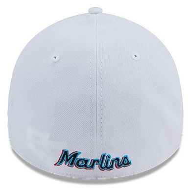 Men's New Era White Miami Marlins Evergreen 39THIRTY Flex Hat