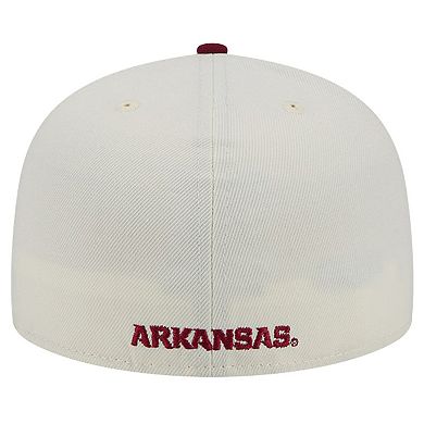 Men's New Era Arkansas Razorbacks Chrome White Vintage 59FIFTY Fitted Hat