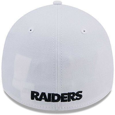 flex whit me 白キャップyokysquad Men's New Era White Las Vegas Raiders Main 39THIRTY Flex Hat