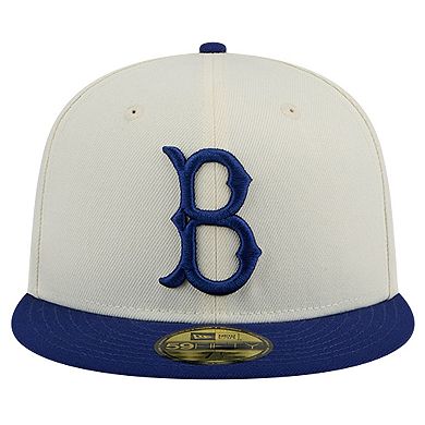Men's New Era Cream Brooklyn Dodgers Cooperstown Collection Chrome 59FIFTY Fitted Hat