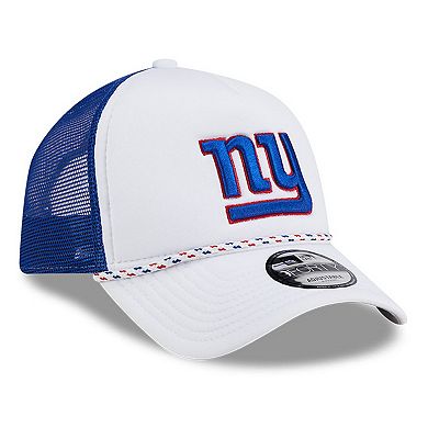 Men's New Era White/Royal New York Giants Court Sport Foam Front A-Frame 9FORTY Adjustable Trucker Hat