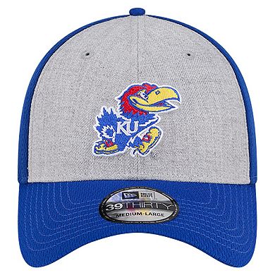 Men's New Era Heather Gray/Royal Kansas Jayhawks Two-Tone 39THIRTY Flex Hat