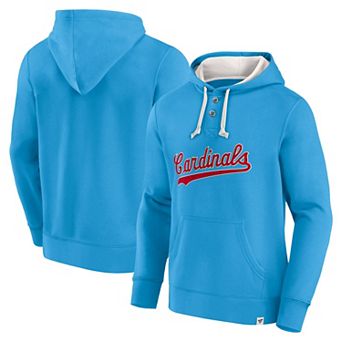Men's Fanatics Branded Light Blue St. Louis Cardinals Plan for Adversity Henley Fleece Pullover Hoodie