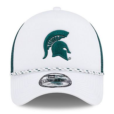 Men's New Era White/Green Michigan State Spartans Court Sport Foam A-Frame 9FORTY Adjustable Trucker Hat