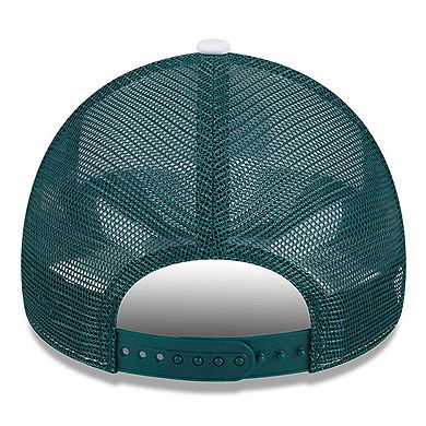 Men's New Era White/Green Michigan State Spartans Court Sport Foam A-Frame 9FORTY Adjustable Trucker Hat