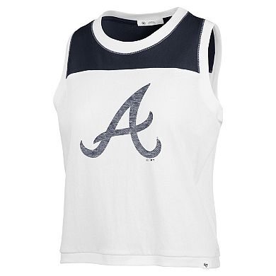 Women's '47 White/Navy Atlanta Braves Plus Size Waist Length Muscle Tank Top