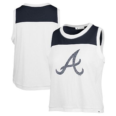 Women's '47 White/Navy Atlanta Braves Plus Size Waist Length Muscle Tank Top