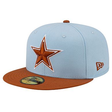 Men's New Era Light Blue/Brown Dallas Cowboys 2-Tone Color Pack 59FIFTY Fitted Hat