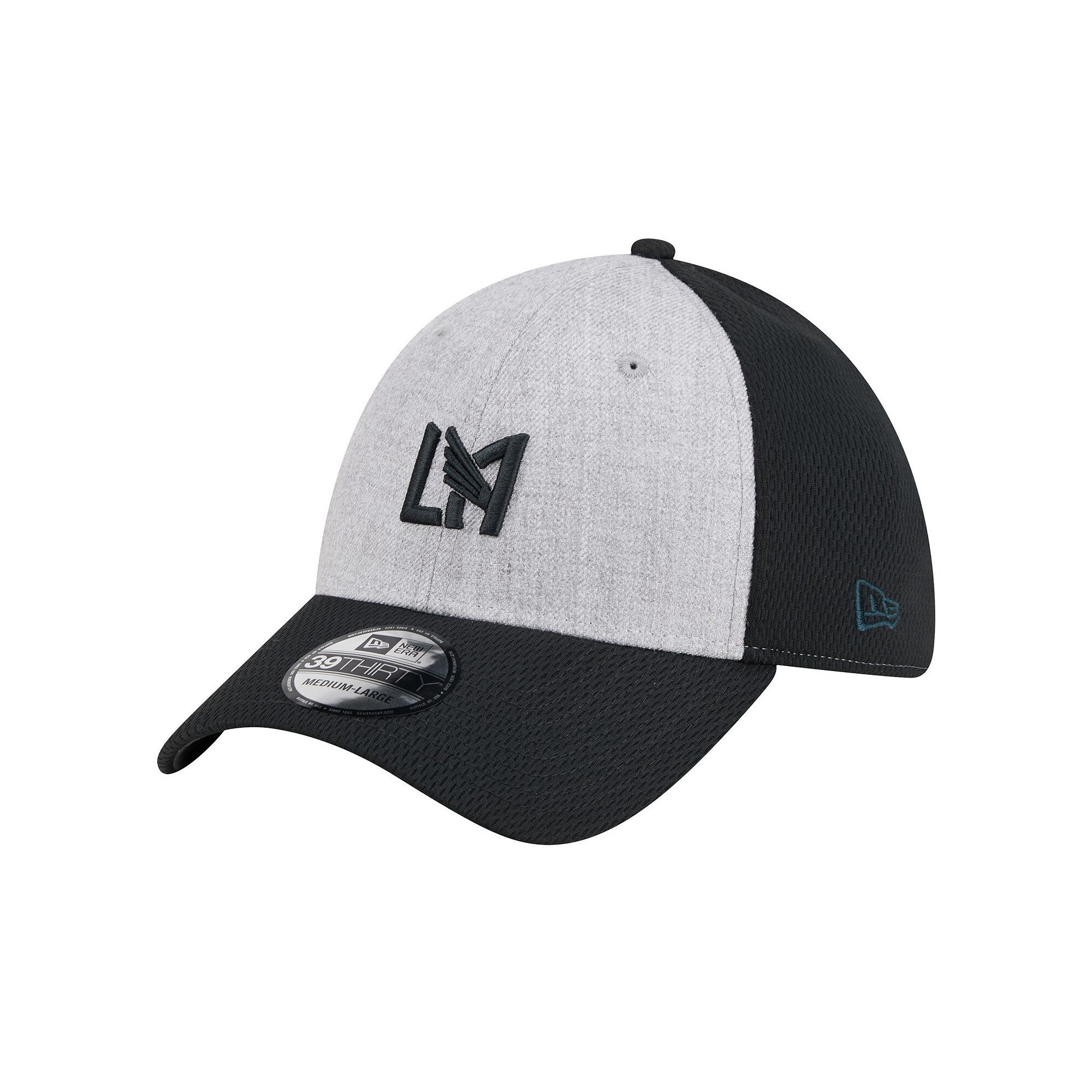 Mens New Era Gray/Black LAFC Throwback 39THIRTY Flex Hat, Size: Small/Medi