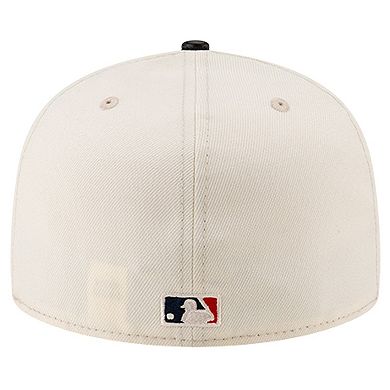 Men's New Era Cream Atlanta Braves Game Night Leather Visor 59FIFTY Fitted Hat