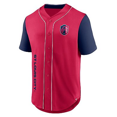 Men's Fanatics Branded Red St. Louis City SC Balance Fashion Baseball Jersey