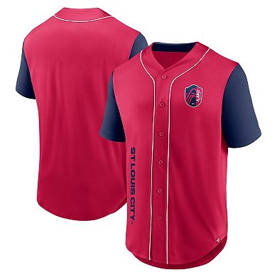 Men's Fanatics Branded Red St. Louis City SC Balance Fashion Baseball Jersey