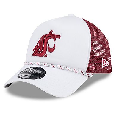 Men's New Era White/Crimson Washington State Cougars Court Sport Foam A-Frame 9FORTY Adjustable Trucker Hat