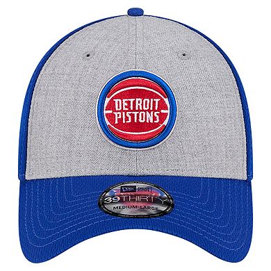 Men's New Era Heather Gray/Blue Detroit Pistons Two-Tone 39THIRTY Flex Hat
