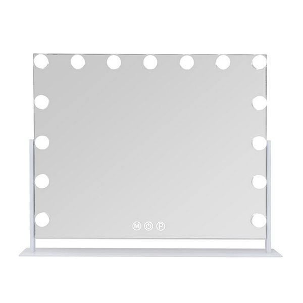 Vanitii Hollywood Mirror With Lights 15 LED Bulbs USB Port White Color
