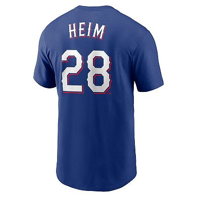 Youth Nike Jonah Heim Royal Texas Rangers Name & Number T-Shirt