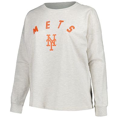 Women's Profile Oatmeal New York Mets Plus Size French Terry Pullover Sweatshirt
