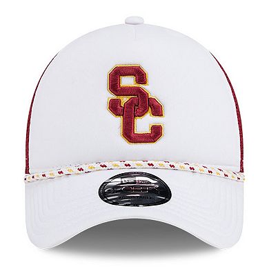 Men's New Era White/Cardinal USC Trojans Court Sport Foam A-Frame 9FORTY Adjustable Trucker Hat