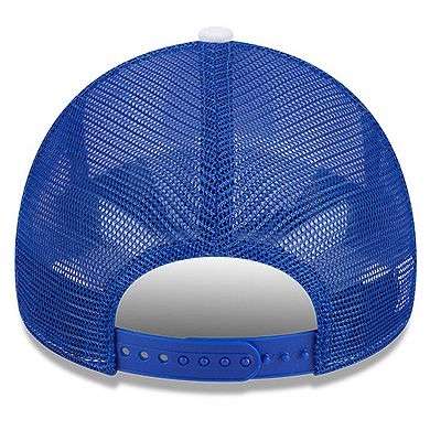 Men's New Era White/Royal Golden State Warriors Court Sport Foam A-Frame 9FORTY Adjustable Trucker Hat