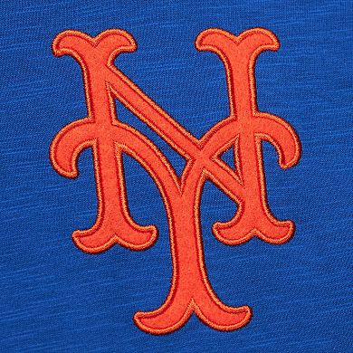 Men's Mitchell & Ness Royal New York Mets Cooperstown Collection Legendary Raglan Slub Henley 3/4-Sleeve T-Shirt