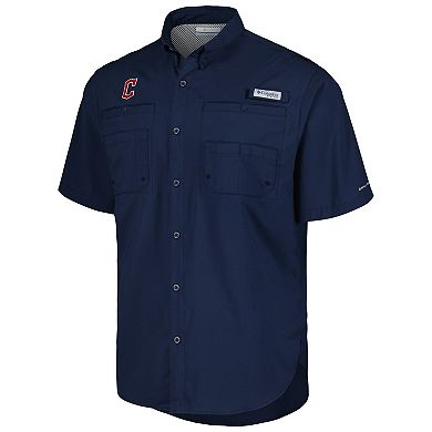 Men's Columbia Navy Cleveland Guardians Tamiami Omni-Shade Button-Down Shirt