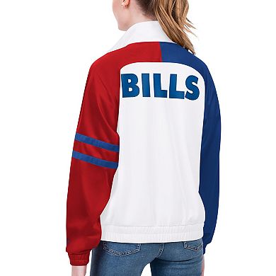 Women's Starter White Buffalo Bills Curve Ball Raglan Full-Zip Track Jacket