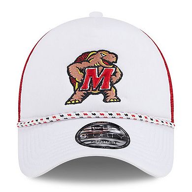 Men's New Era White/Red Maryland Terrapins Court Sport Foam A-Frame 9FORTY Adjustable Trucker Hat