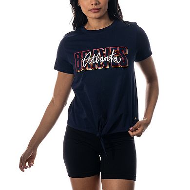 Women's The Wild Collective Navy Atlanta Braves Twist Front T-Shirt