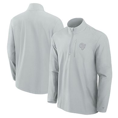 Men's Fanatics Gray Los Angeles Rams Front Office Micro Tonal Quarter-Zip Pullover