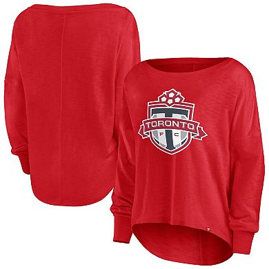 Women's Fanatics Branded Red Toronto FC Fundamentals Carver Slub Long Sleeve T-Shirt