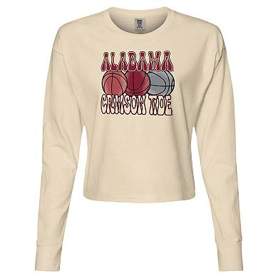 Women's Natural Alabama Crimson Tide Comfort Colors Basketball Cropped Long Sleeve T-Shirt