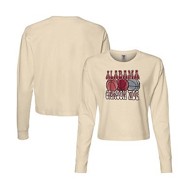 Women's Natural Alabama Crimson Tide Comfort Colors Basketball Cropped Long Sleeve T-Shirt