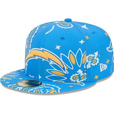 Men's New Era Powder Blue Los Angeles Chargers Paisley 59FIFTY Fitted Hat