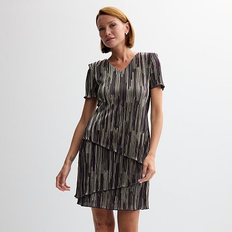 Женские платья Connected Women's Connected Apparel Short Sleeve Tiered Mini Dress