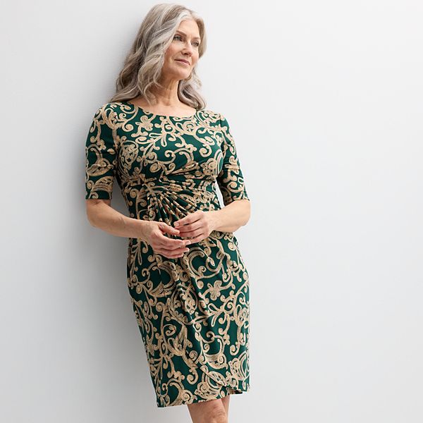 Women's Connected Apparel Printed Elbow Sleeve Dress