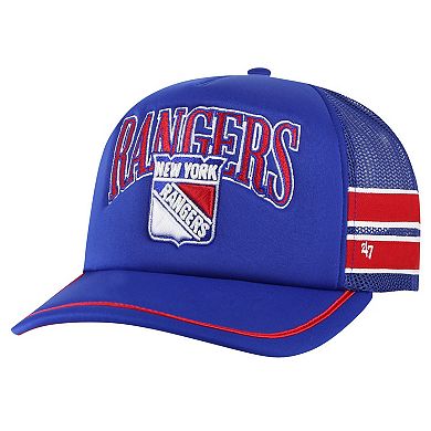 Men's '47 Blue New York Rangers Sideband Stripes Trucker Snapback Hat