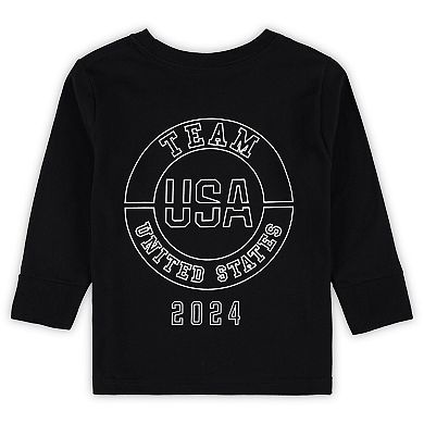 Toddler Black Team USA Flag & Rings Long Sleeve T-Shirt