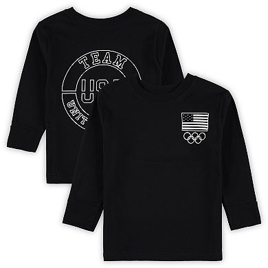 Toddler Black Team USA Flag & Rings Long Sleeve T-Shirt