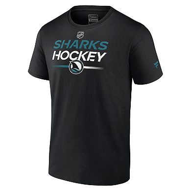 Men's Fanatics Branded Black San Jose Sharks Authentic Pro Wordmark Alt Logo T-Shirt