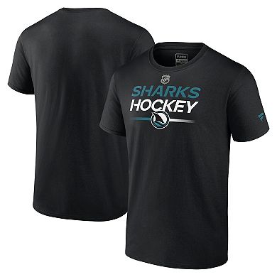 Men's Fanatics Branded Black San Jose Sharks Authentic Pro Wordmark Alt Logo T-Shirt