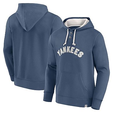 Men's Fanatics Branded Navy New York Yankees Plan for Adversity Henley Fleece Pullover Hoodie