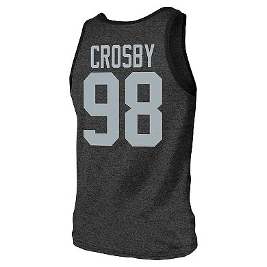 Men's Majestic Threads Maxx Crosby Black Las Vegas Raiders Tri-Blend Player Name & Number Tank Top