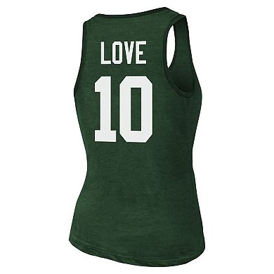 Women's Majestic Threads Jordan Love Green Green Bay Packers Name & Number Tri-Blend Tank Top