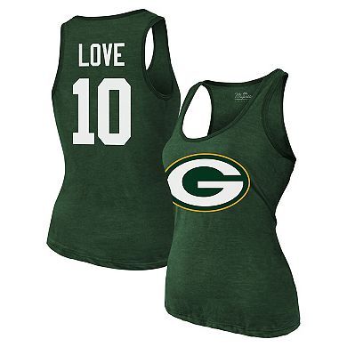 Women's Majestic Threads Jordan Love Green Green Bay Packers Name & Number Tri-Blend Tank Top