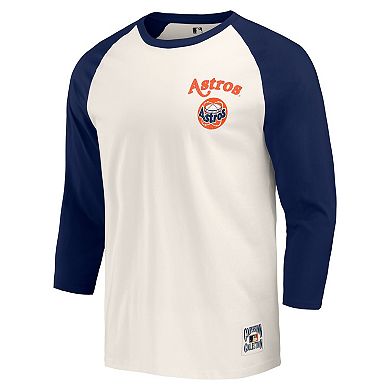 Men's Darius Rucker Collection by Fanatics Navy/White Houston Astros Cooperstown Collection Raglan 3/4-Sleeve T-Shirt