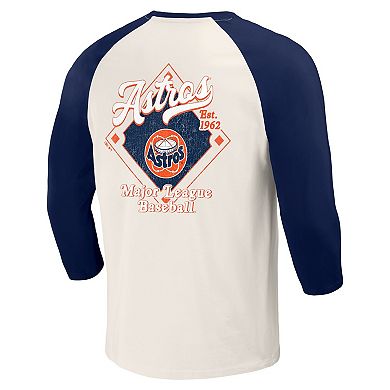 Men's Darius Rucker Collection by Fanatics Navy/White Houston Astros Cooperstown Collection Raglan 3/4-Sleeve T-Shirt