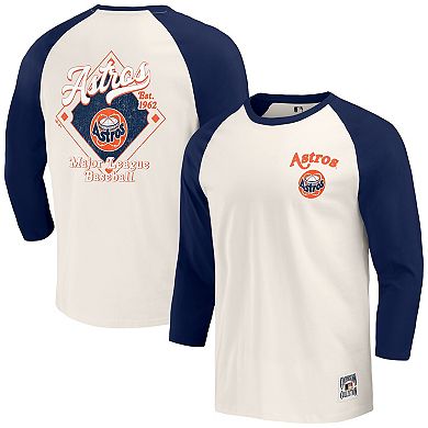 Men's Darius Rucker Collection by Fanatics Navy/White Houston Astros Cooperstown Collection Raglan 3/4-Sleeve T-Shirt