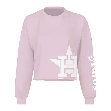 Women's Fanatics Branded Pink Houston Astros Cropped Slouchy Long Sleeve T-Shirt