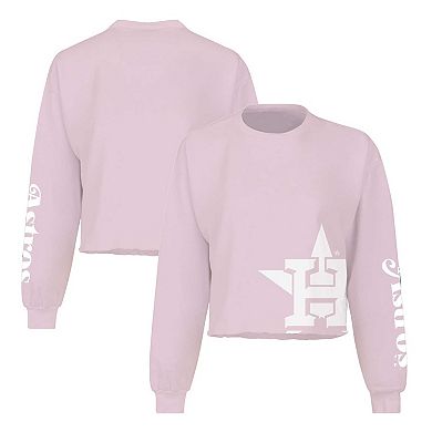 Women's Fanatics Branded Pink Houston Astros Cropped Slouchy Long Sleeve T-Shirt