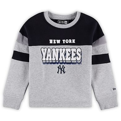 Girls Youth New Era Gray New York Yankees Colorblock Pullover Sweatshirt